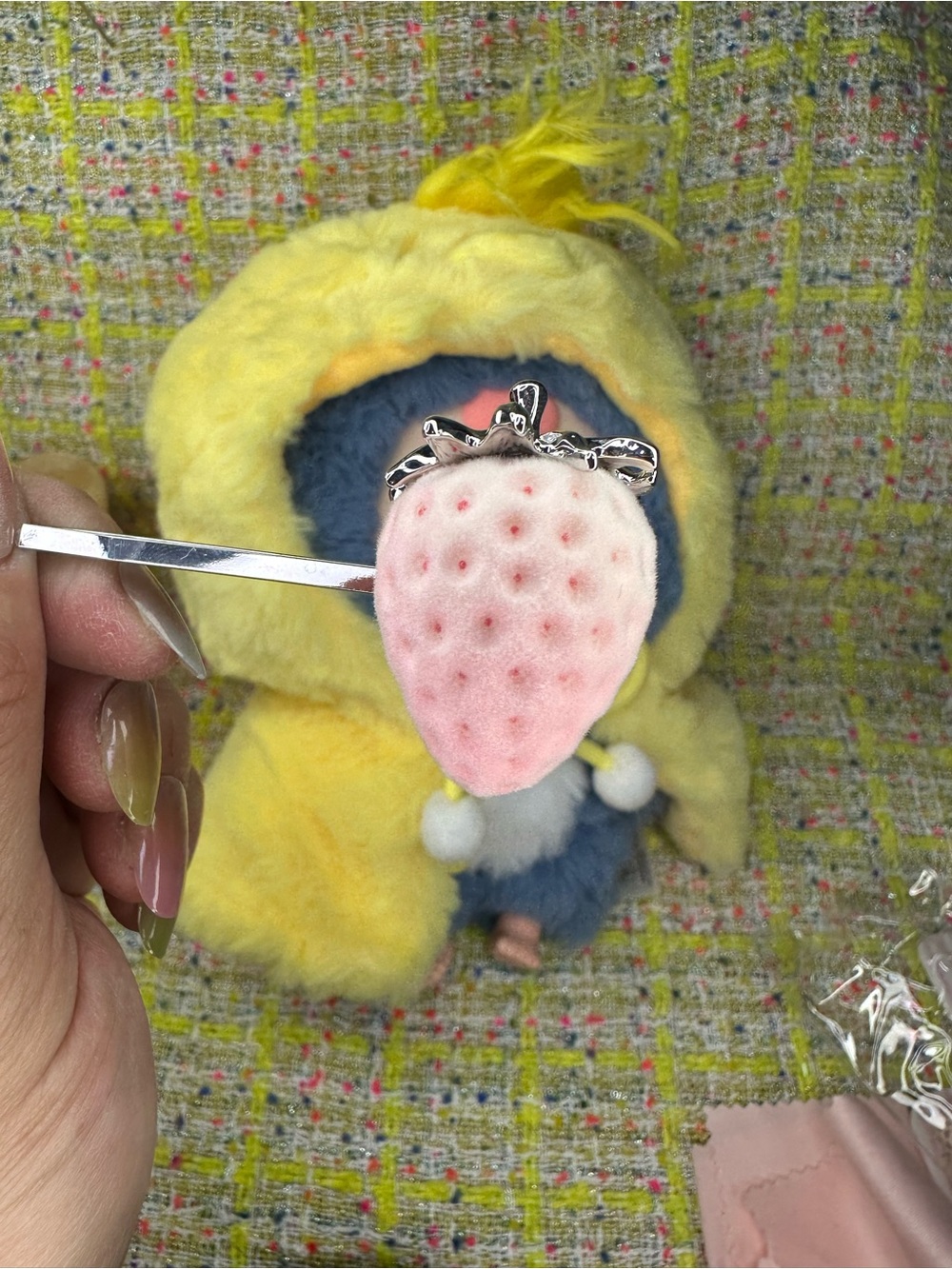 Plush Strawberry Hair Clip - Pink